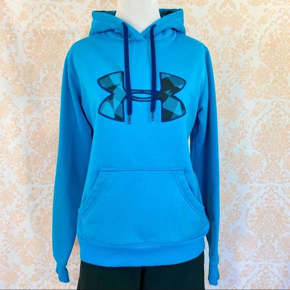 Under Armour Tops - EUC UA Storm turquoise/blk check big logo hoodie S
